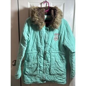 Z & I Coat Jacket Girls Army XXL Teal Mad For Fame Logo Fleece Lined Anorak